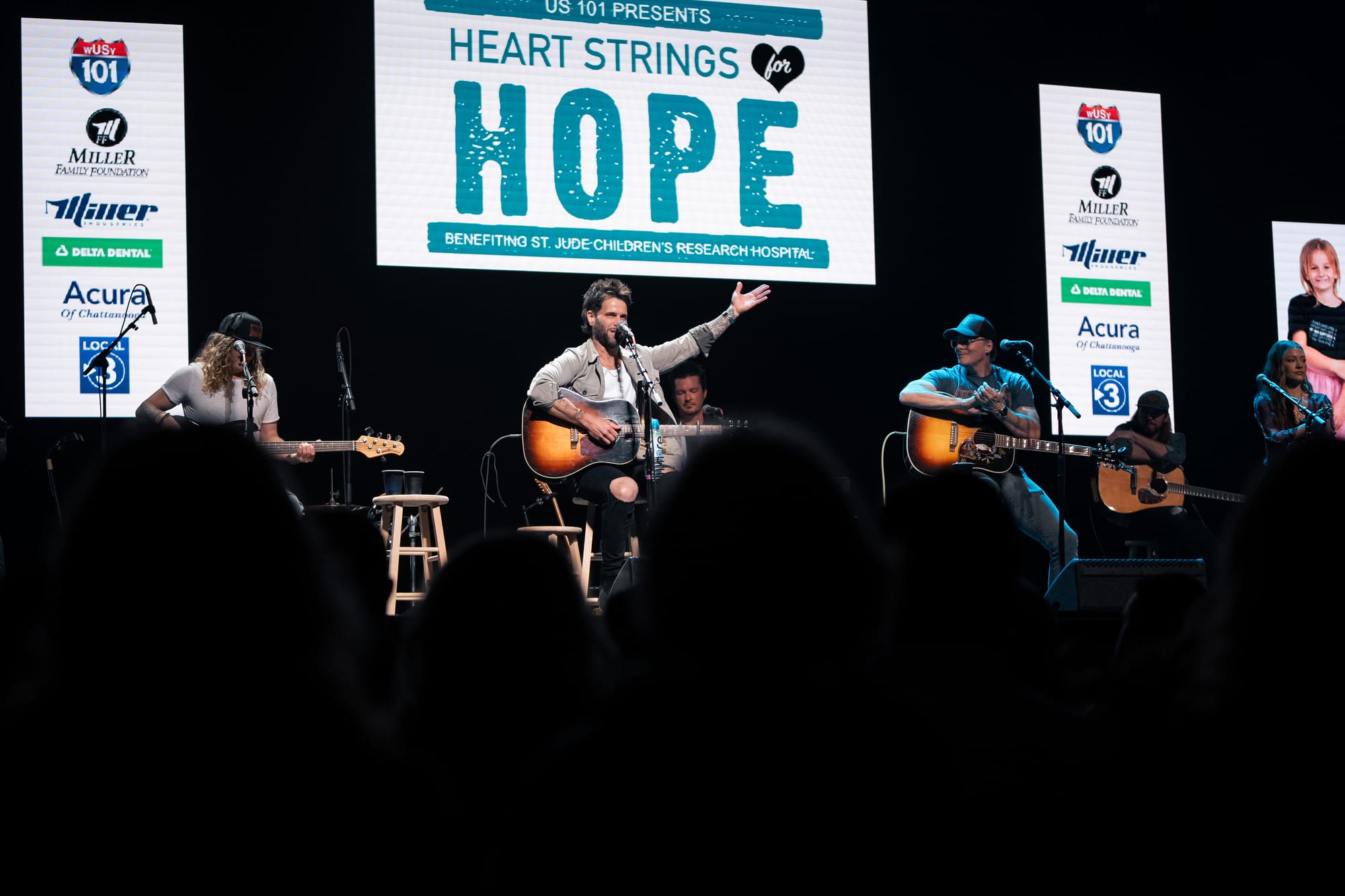 Musicians performing on stage for St. Jude benefit