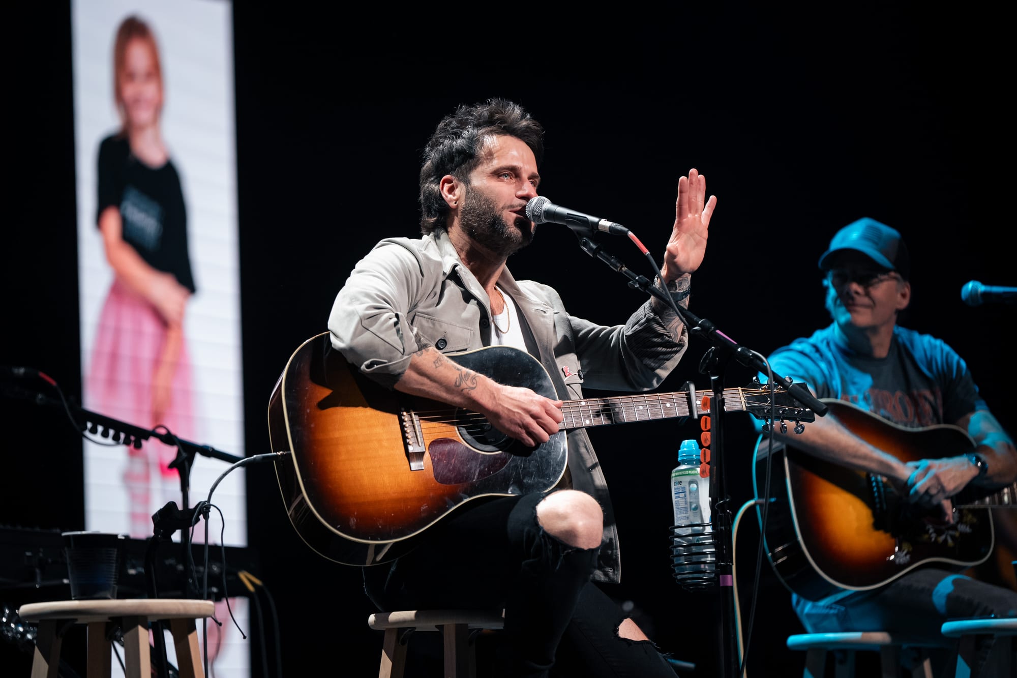 Lead singer performing acoustic set
