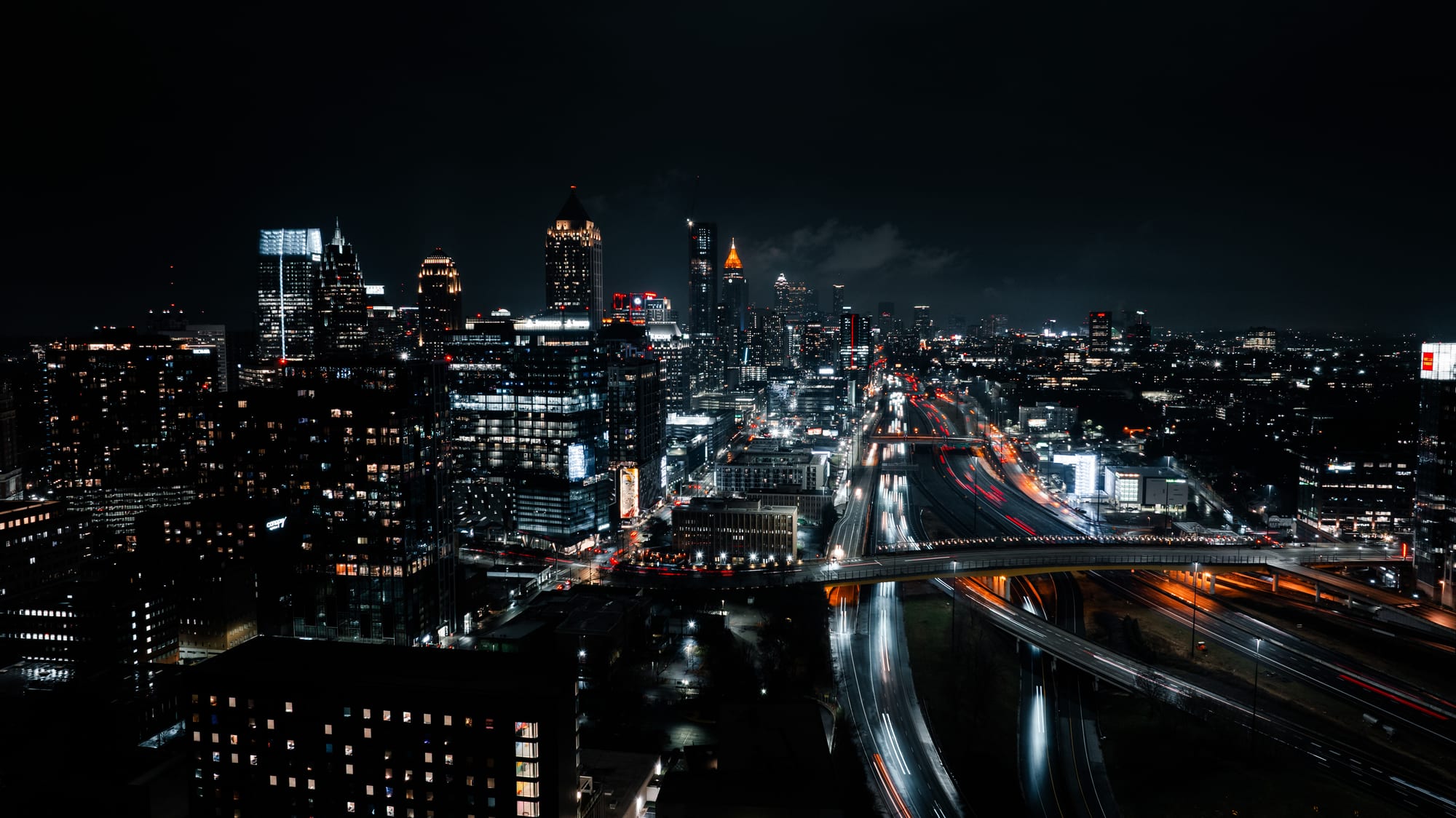 Aerial night skyline