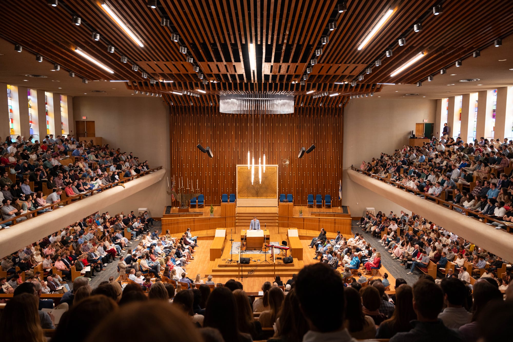 Packed sanctuary interior