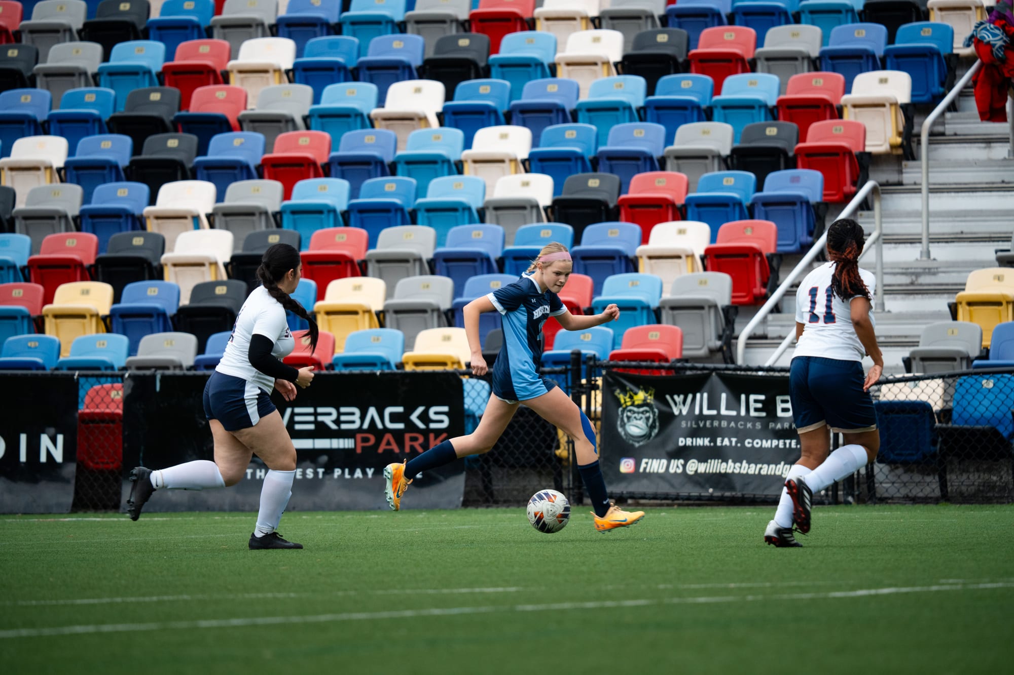 High school girls soccer match