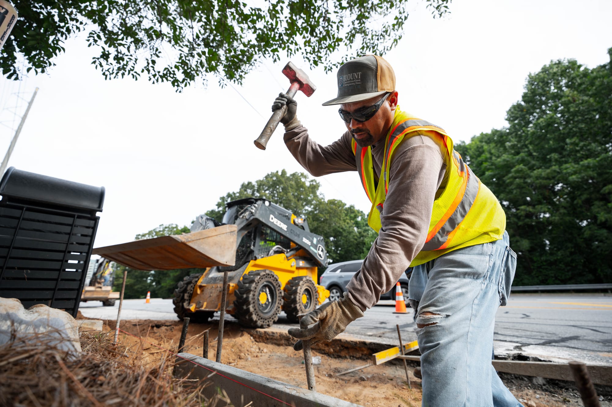 Construction worker with hammer