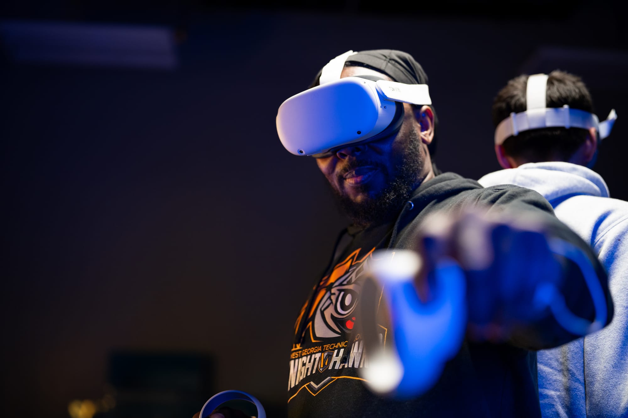 Student using VR headset