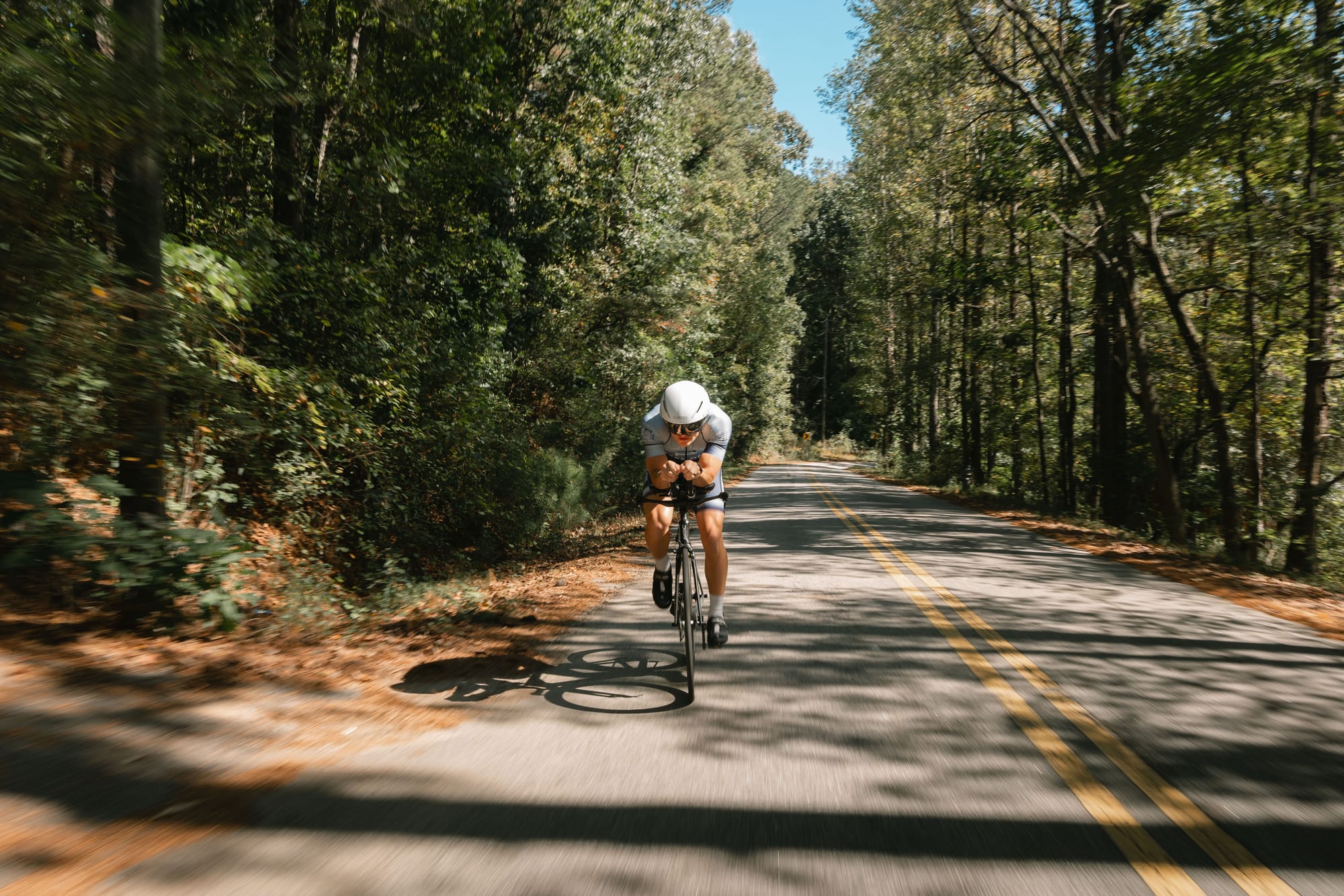 Cyclist on a forest road