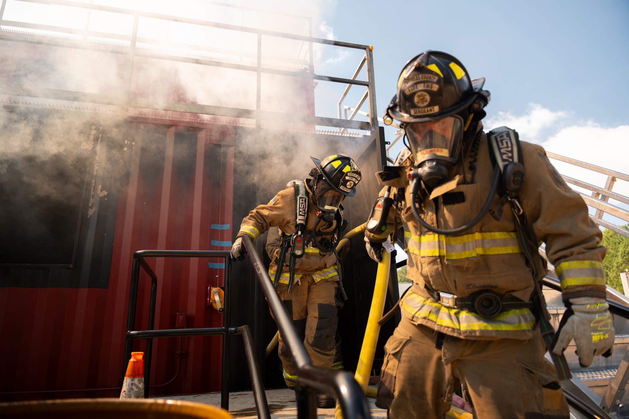 Firefighters in smoke during training