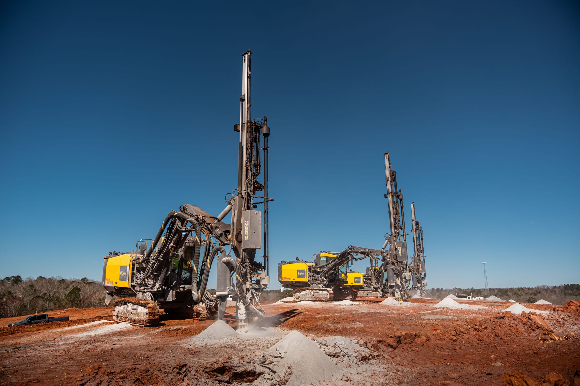 Drilling rigs at a construction site