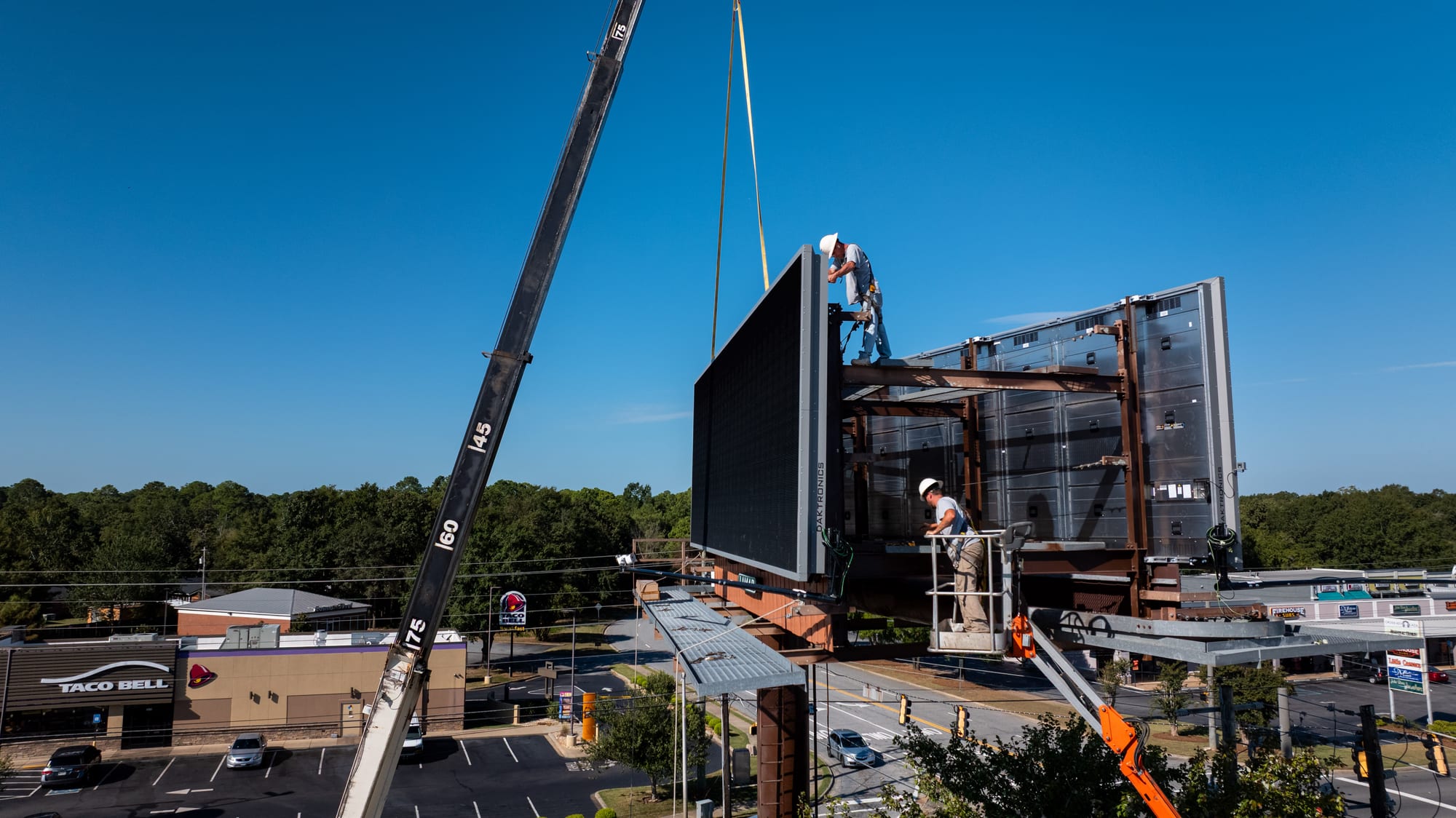 Billboard install with crane