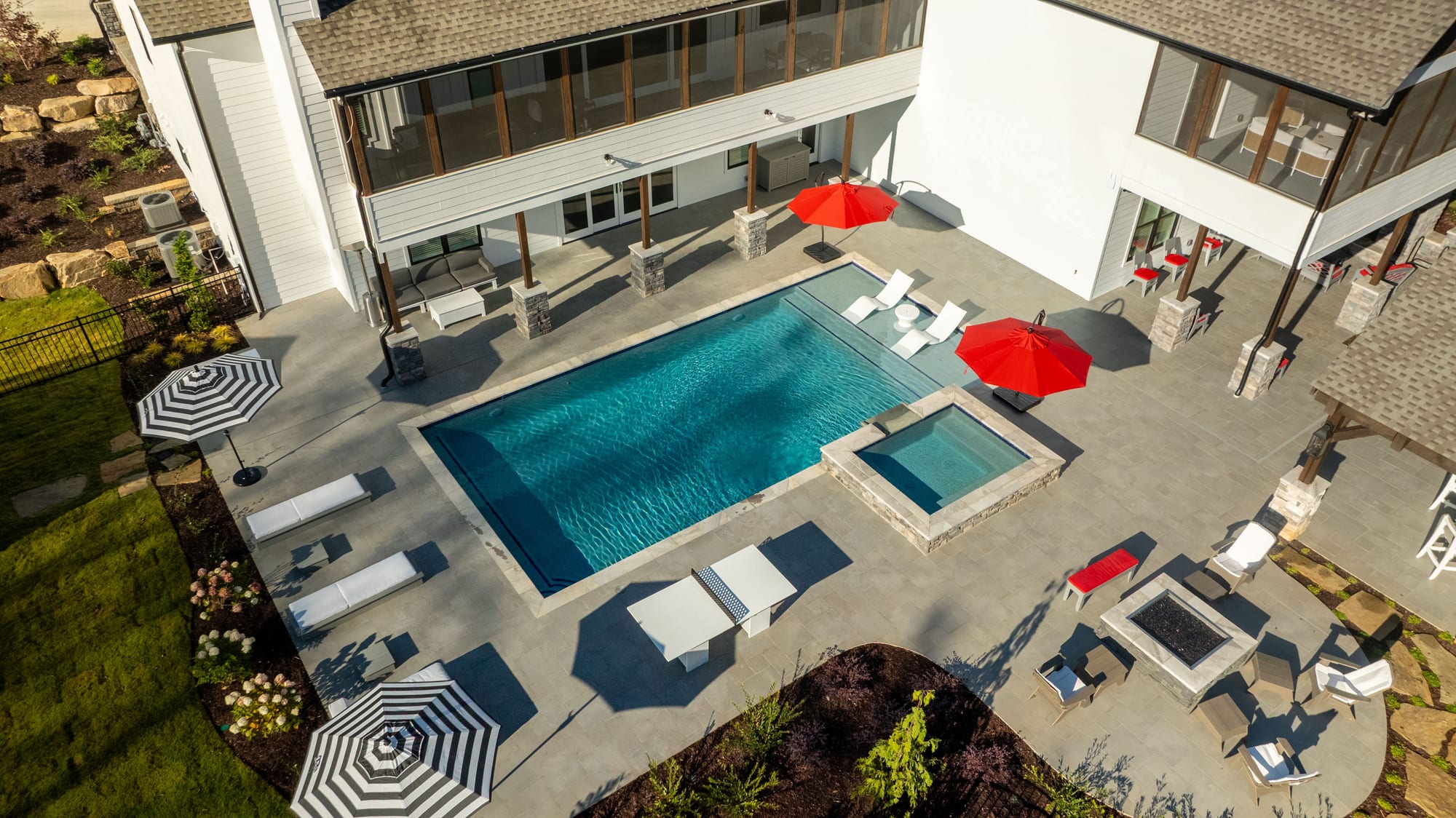 Aerial pool reveal